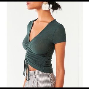 Urban Outfitters Green Scrunch Tie Top SMALL